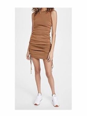 Lioness Sleeveless Ruched Bodycon Mini Dress in Brown